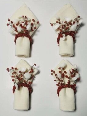 Pottery Barn Coral Spray Seashell Napkin Rings Set of 8 w/ Box